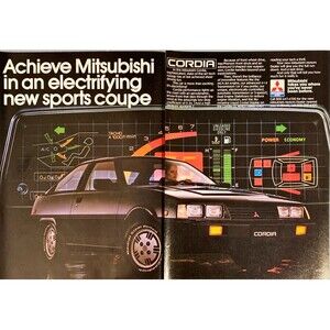Mitsubishi Cordia "Electrifying New Sports coupe" 2-page Vintage Print Ad 1982